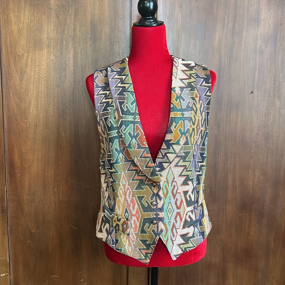 Vintage Aztec Tapestry Woven Vest L